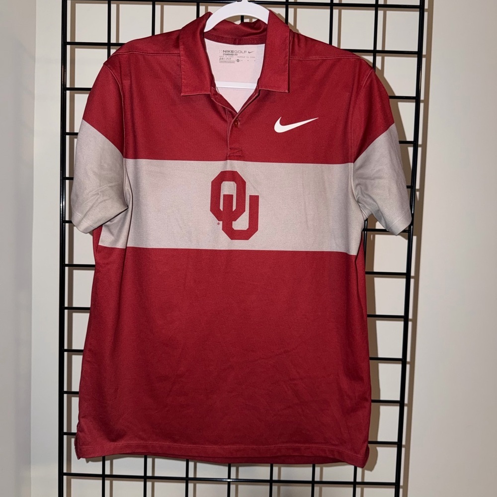 Nike Men's Red and Gray Polo Shirt